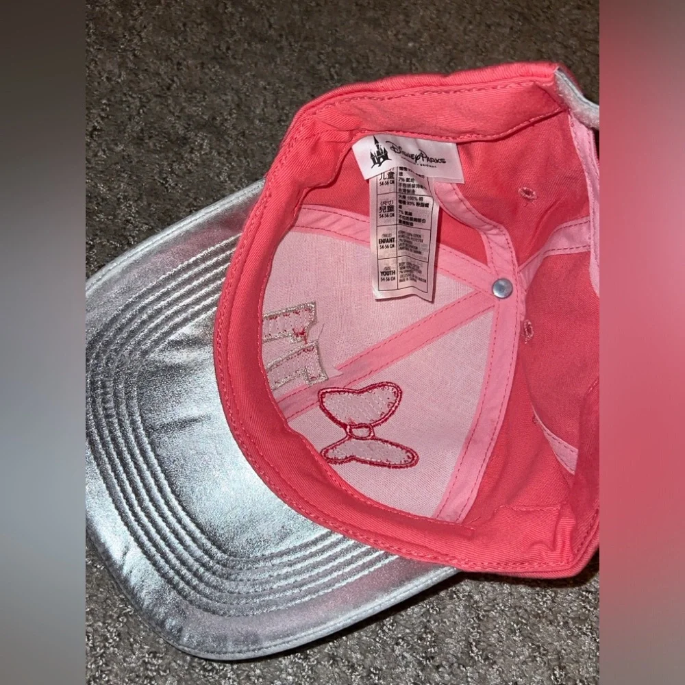 Disney Parks Kids Pink and Silver Cap with Bow